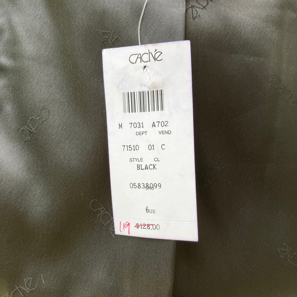 Y2K Cache Vest NWT Sz‎ 6 Black Silk Ruffle V Neck Whimsigoth Dark Romantic 90s - Picture 11 of 11